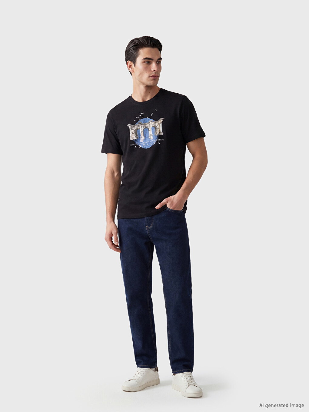 Crew Neck Antalya Printed Men's T-Shirt-1