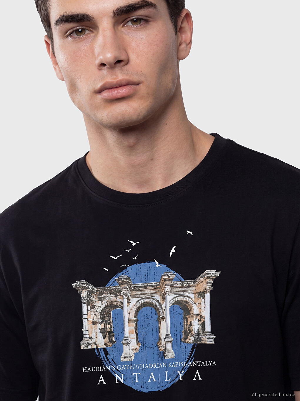 Crew Neck Antalya Printed Men's T-Shirt-2