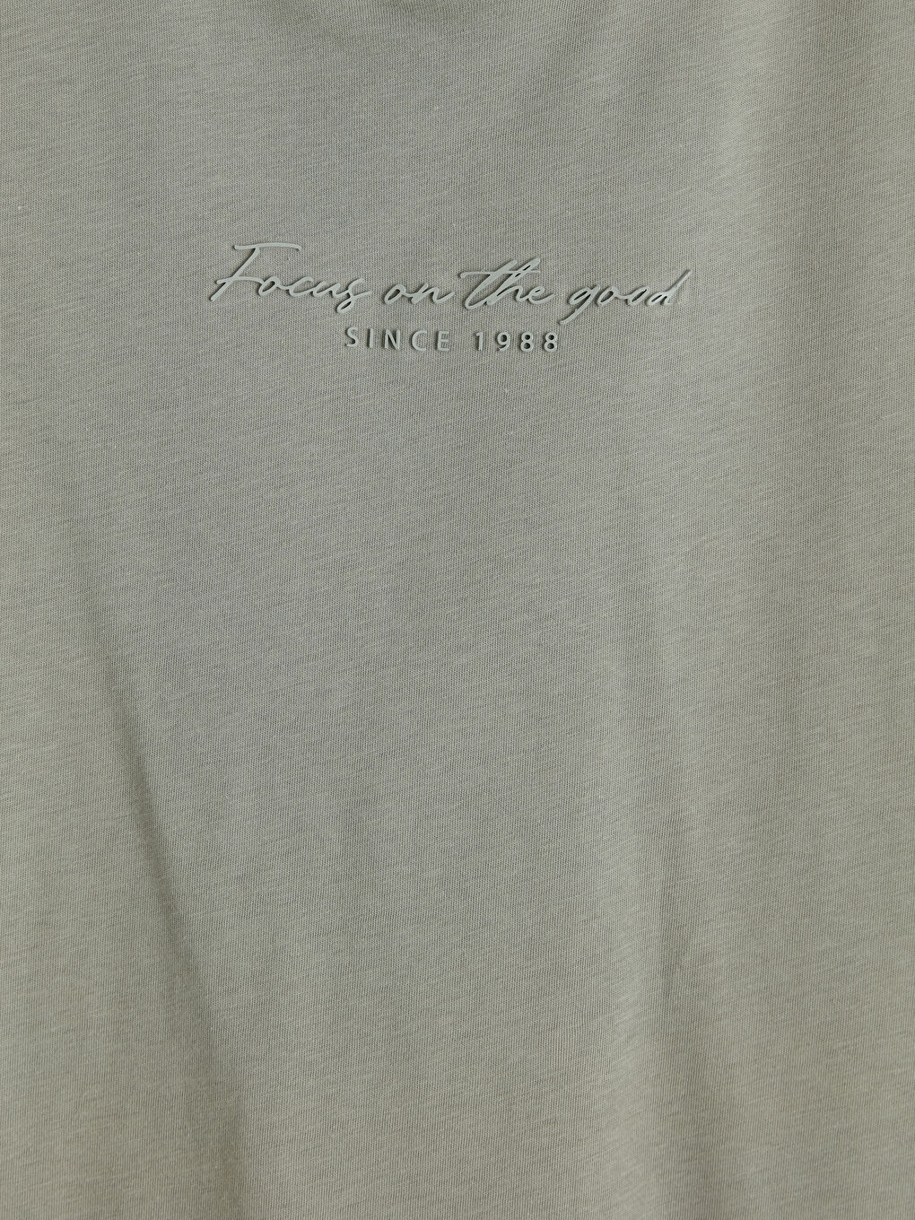 Haki Bisiklet Yaka Nakışlı Erkek Tişört-2