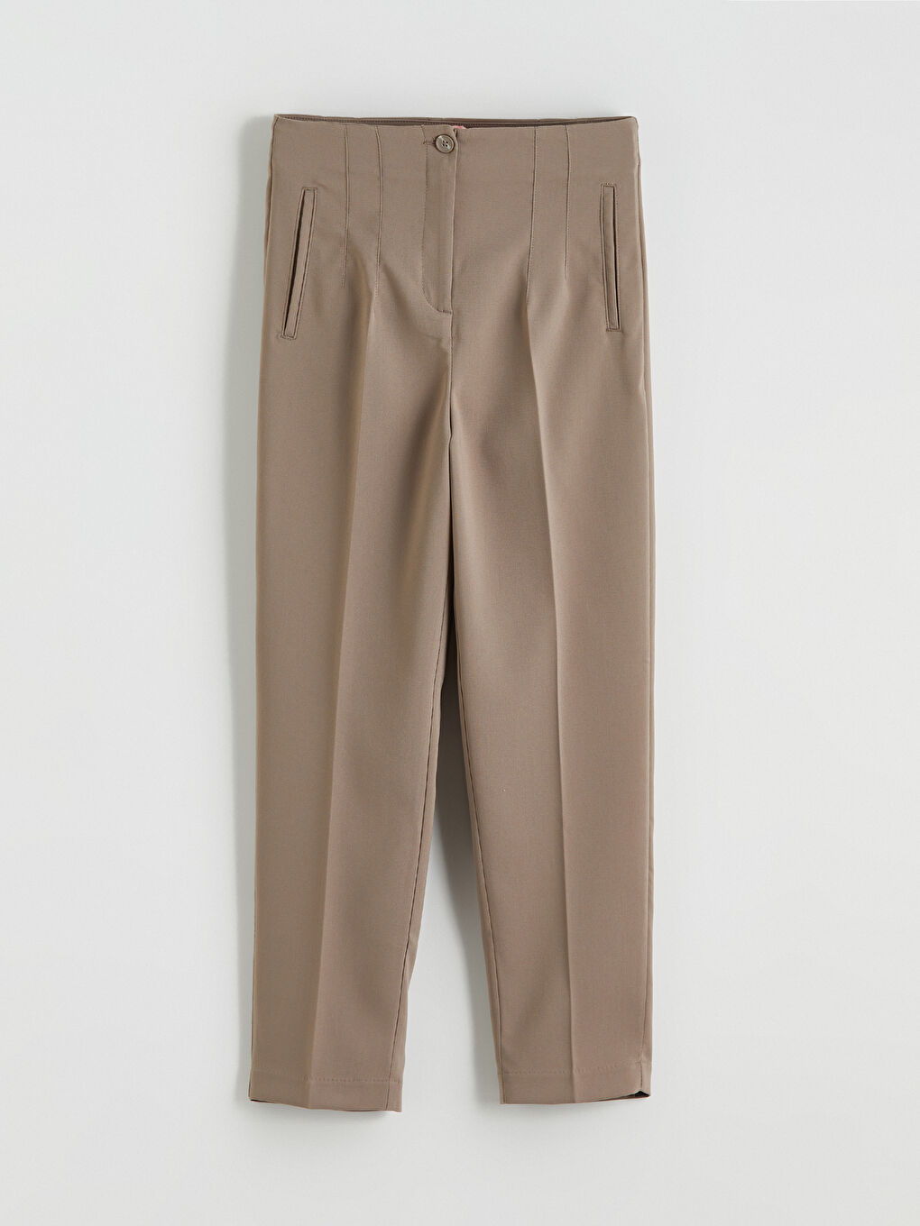 High Waisted Pleated Women's Cigarette Trousers-4