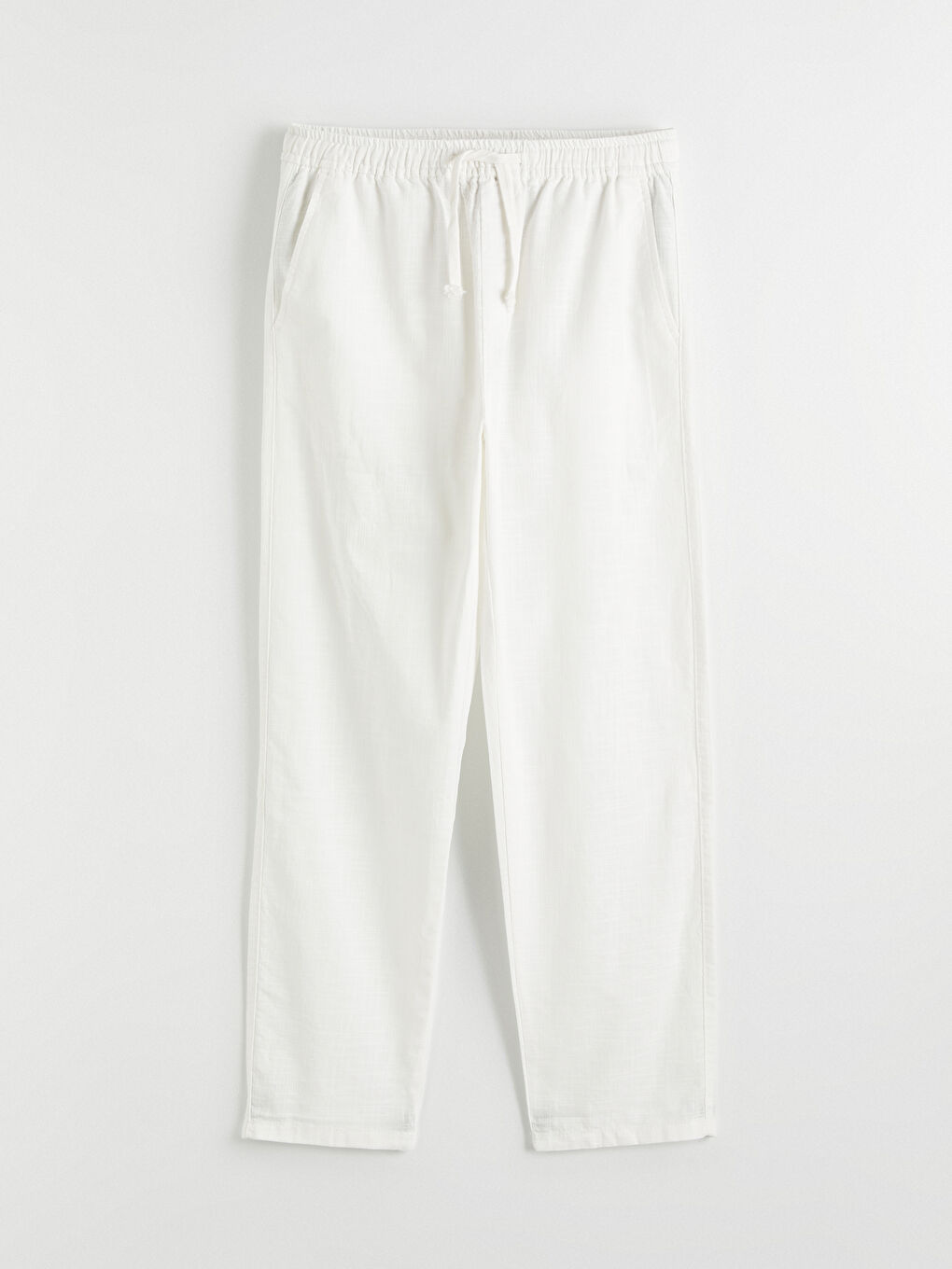 Relaxed Fit Linen-Look Men's Trousers-4