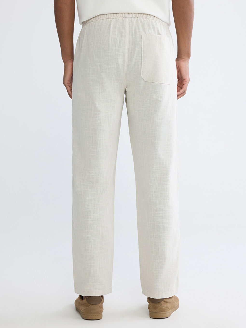 Relaxed Fit Linen-Look Men's Trousers-3
