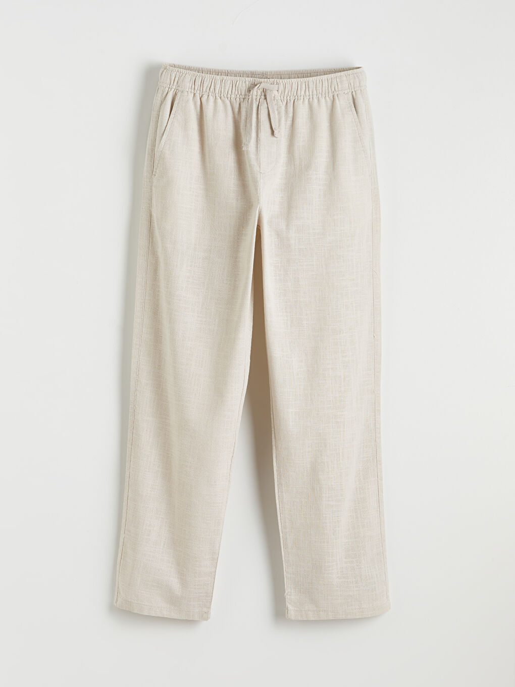Relaxed Fit Linen-Look Men's Trousers-4