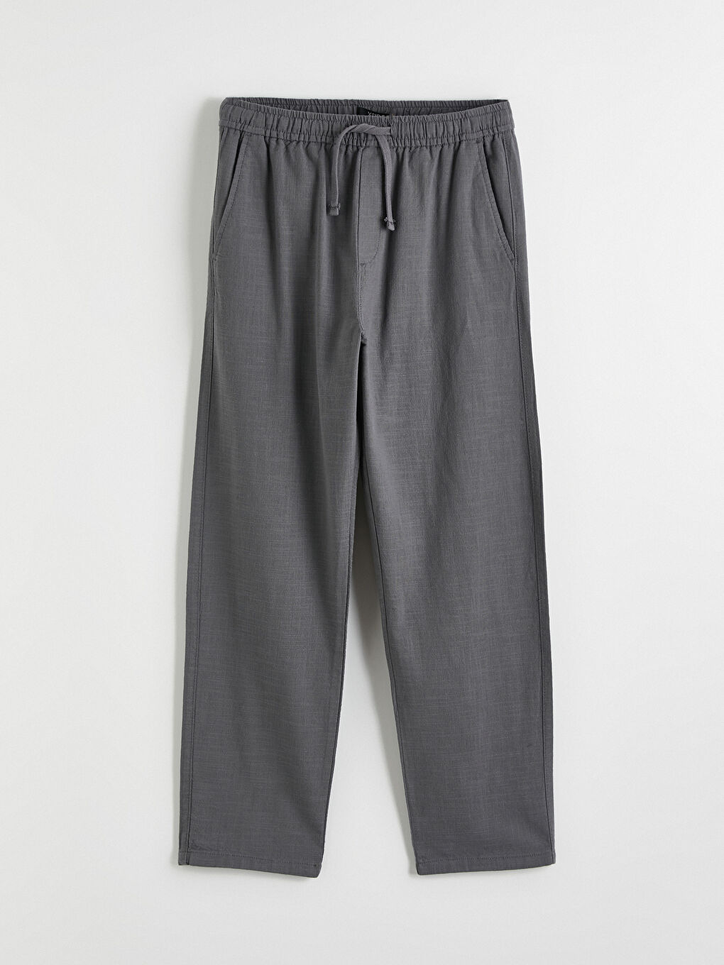 Relaxed Fit Linen-Look Men's Trousers-4