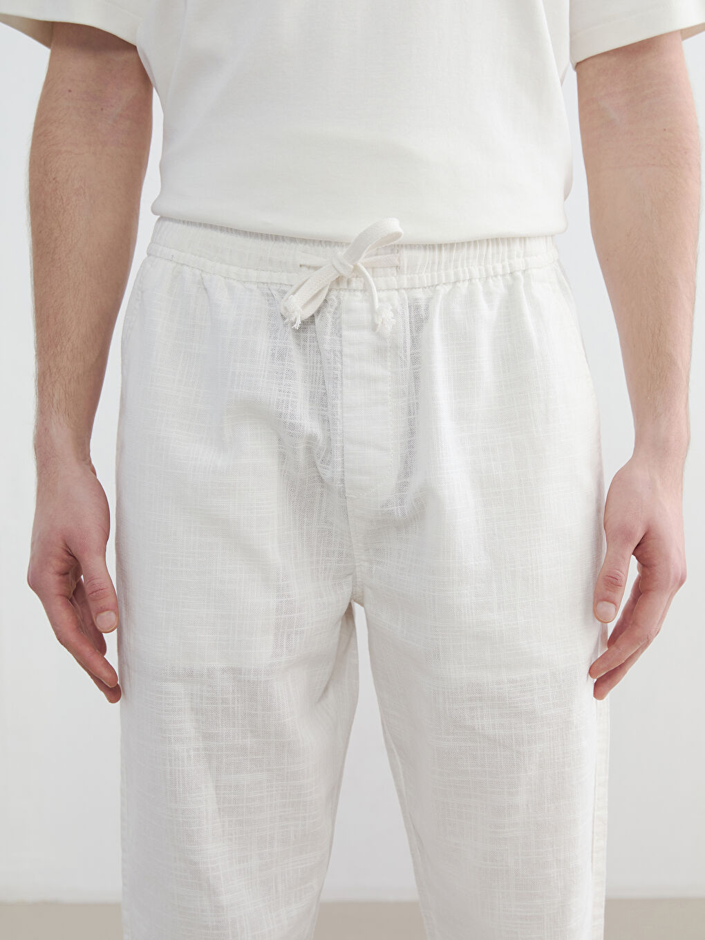 Relaxed Fit Linen-Look Men's Trousers-2