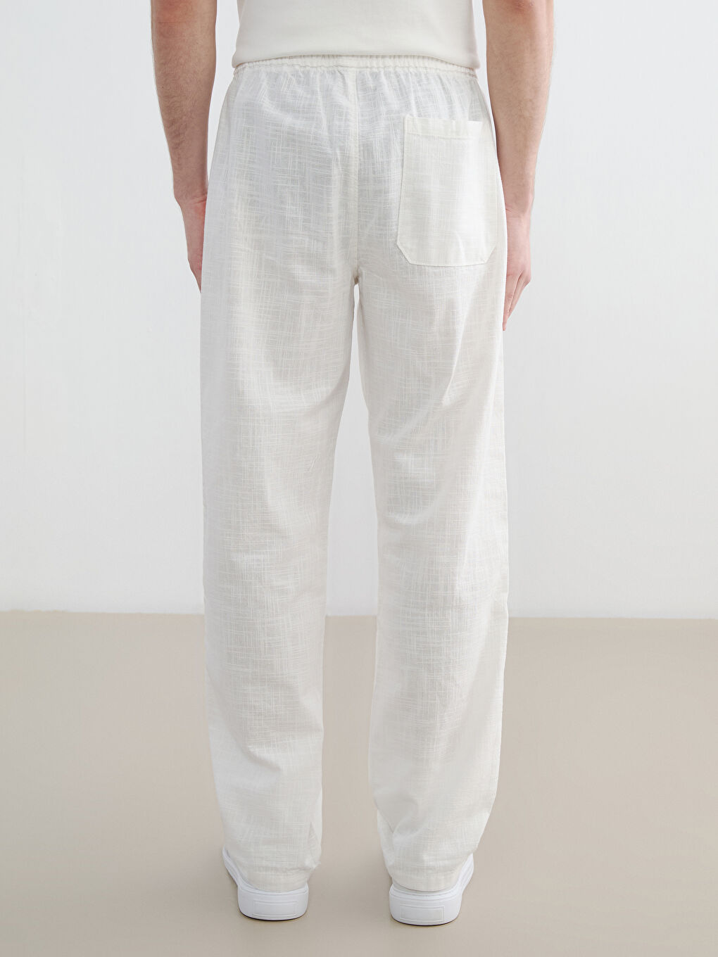 Relaxed Fit Linen-Look Men's Trousers-3