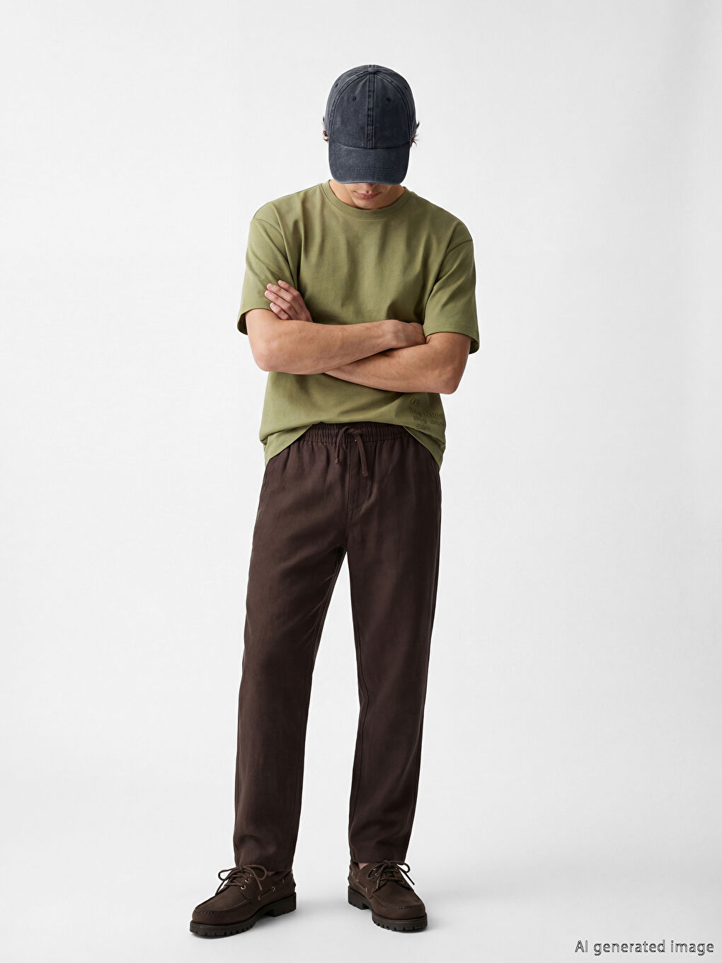 Мужские брюки свободного кроя с эффектом льна