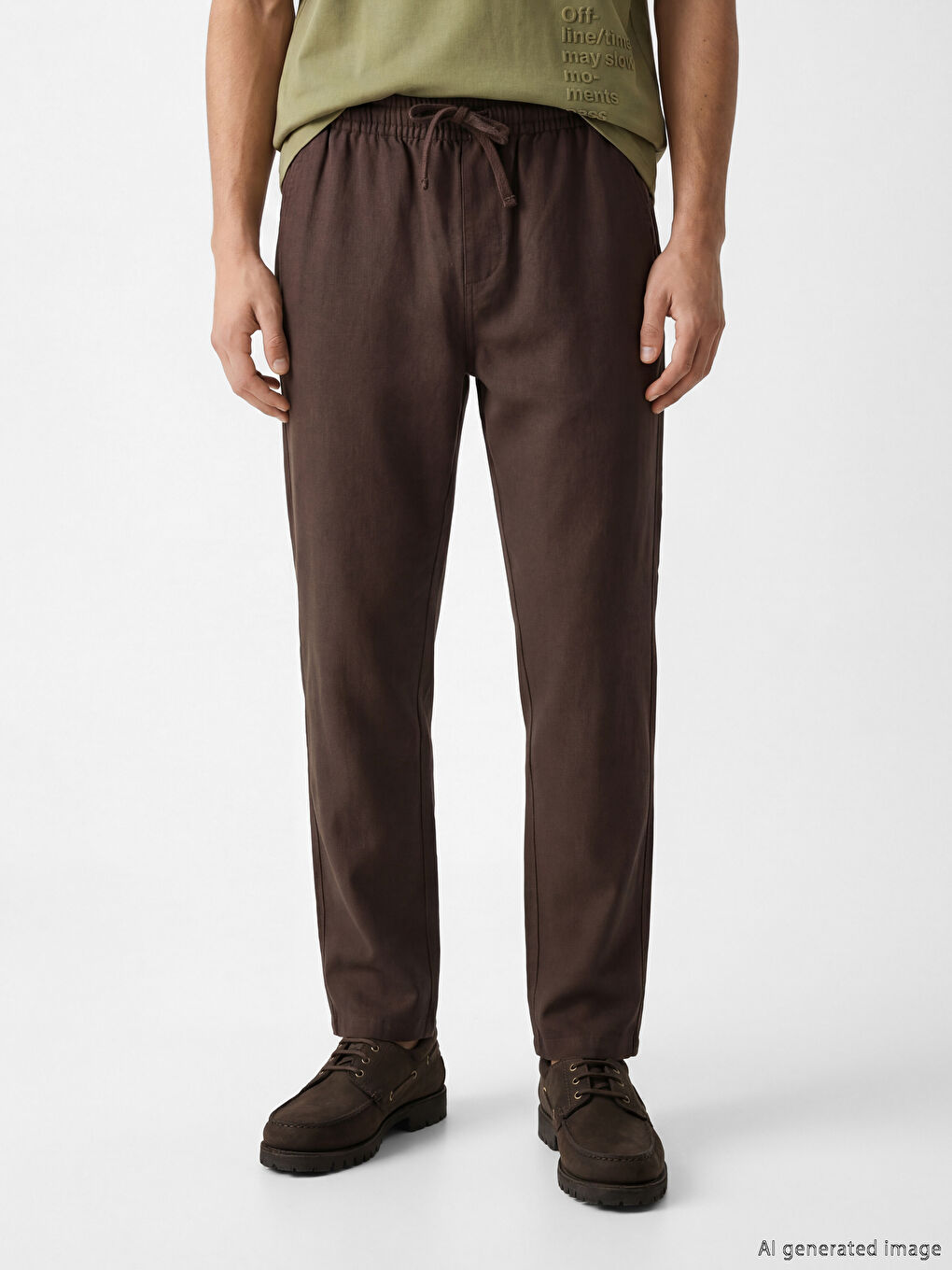 Мужские брюки свободного кроя с эффектом льна-1