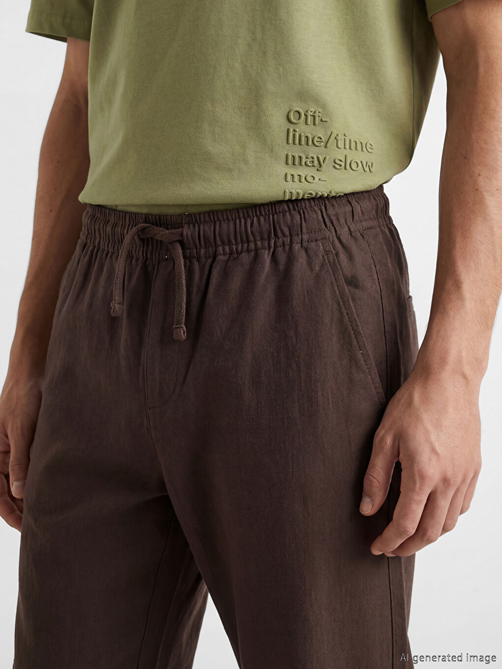 Мужские брюки свободного кроя с эффектом льна-2
