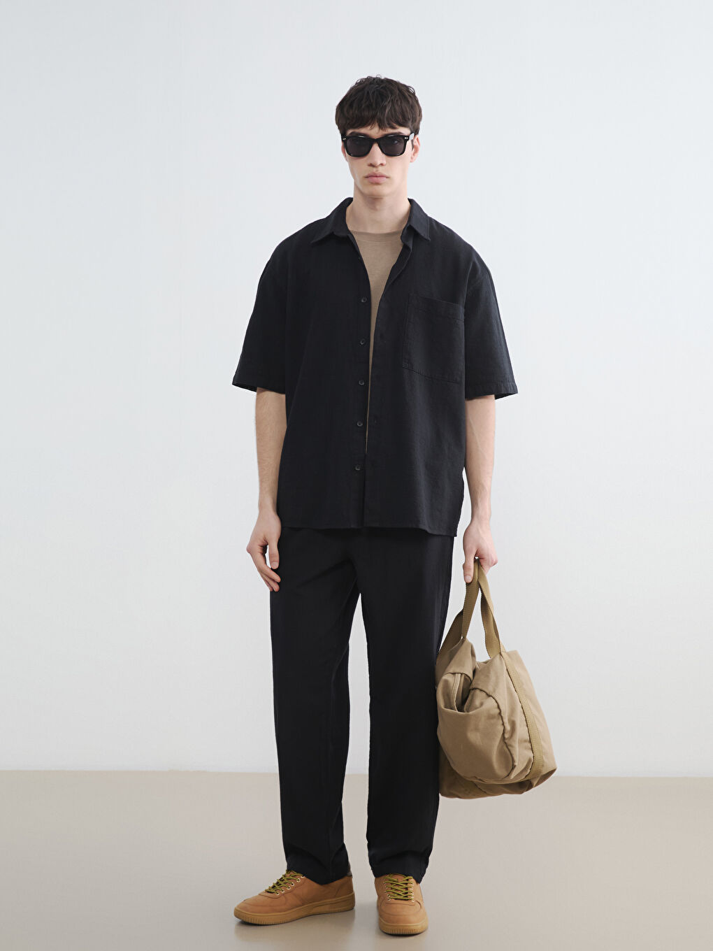 Мужские брюки свободного кроя с эффектом льна