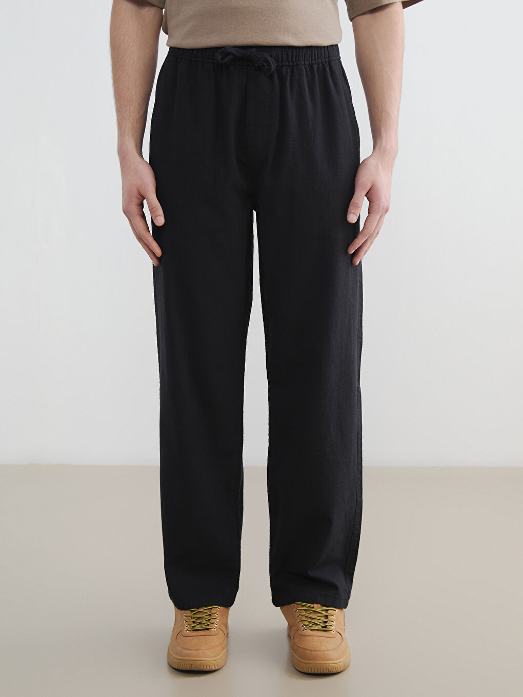 Мужские брюки свободного кроя с эффектом льна-1