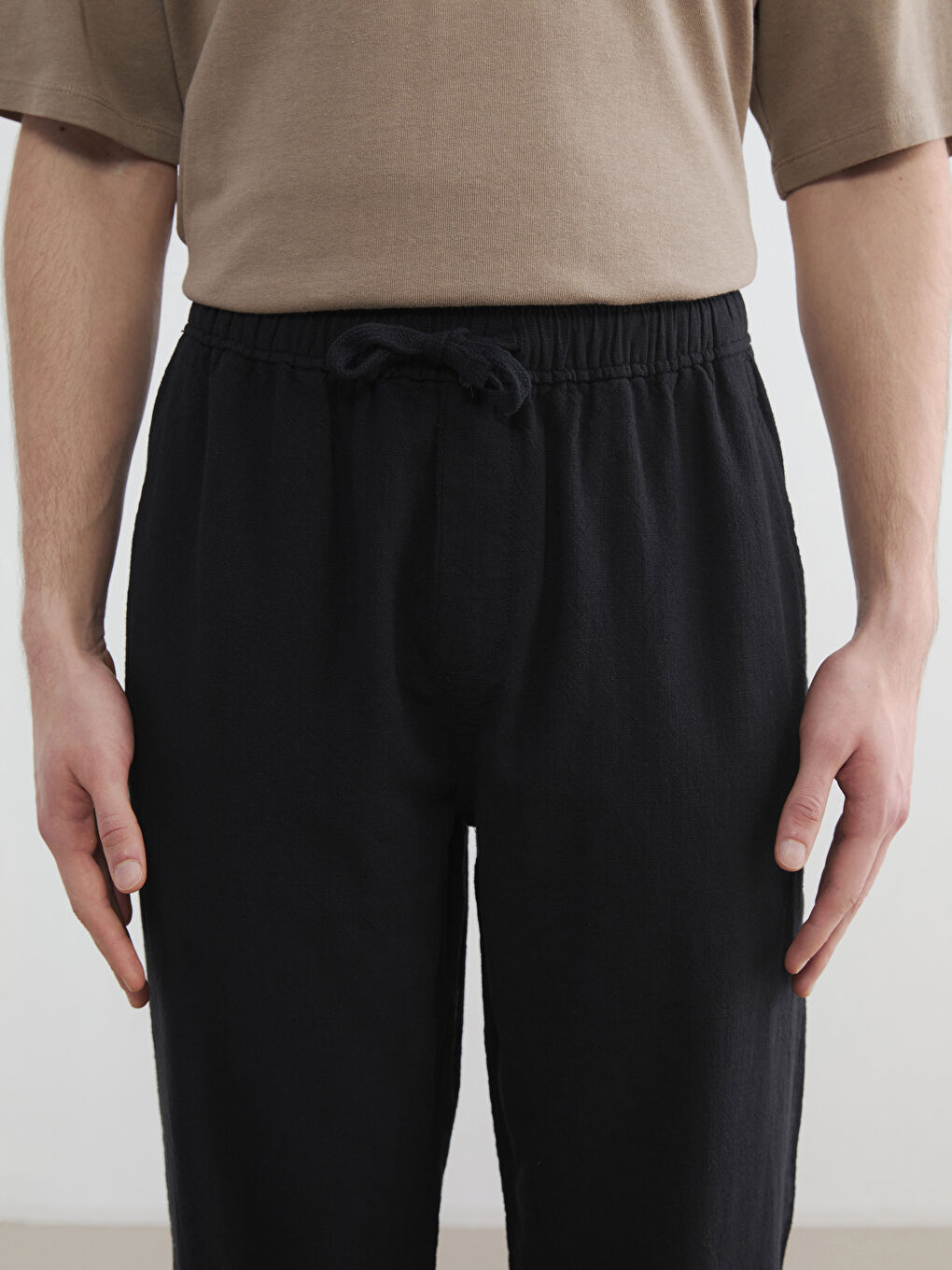 Мужские брюки свободного кроя с эффектом льна-2