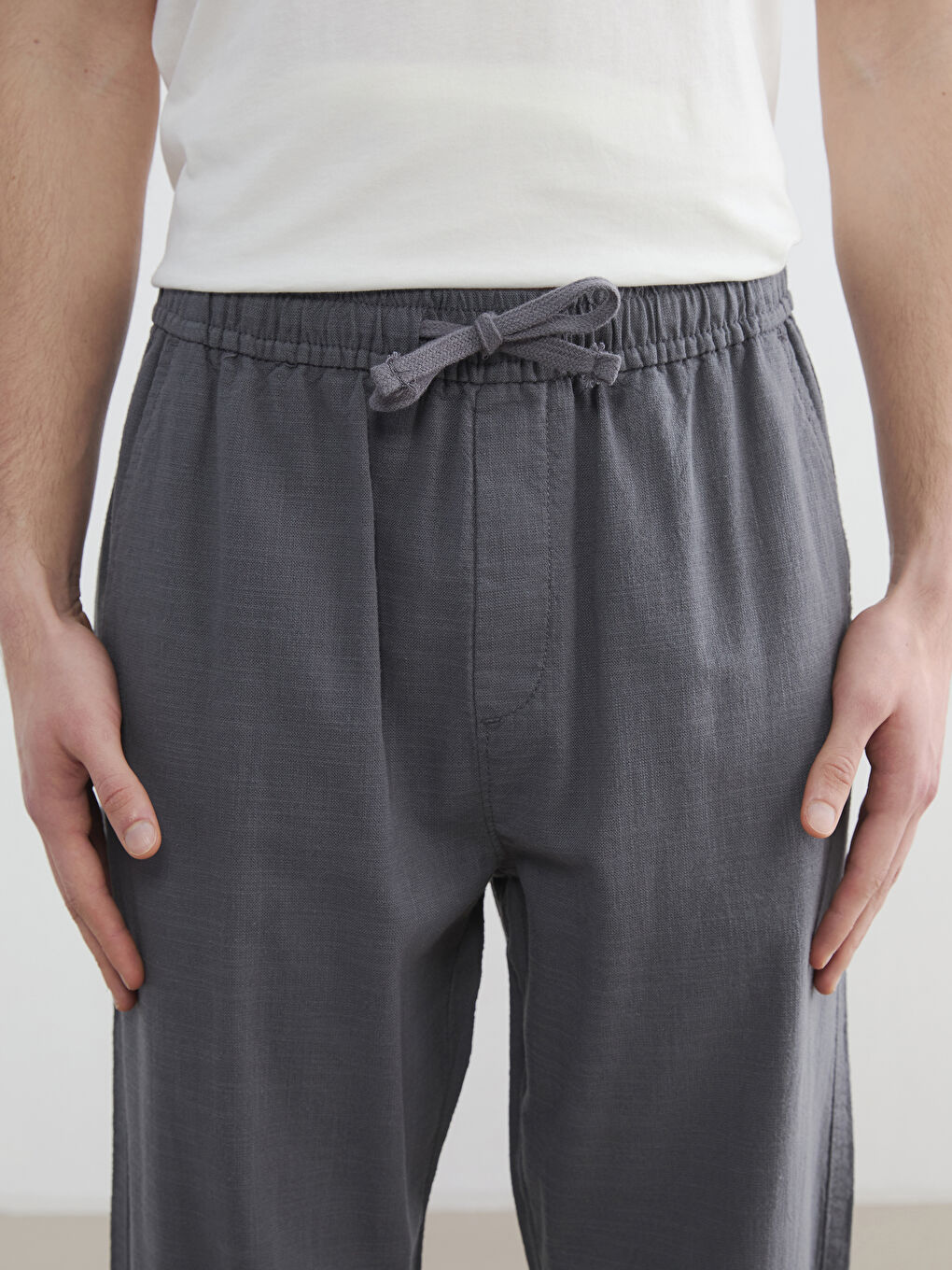 Relaxed Fit Linen-Look Men's Trousers-2