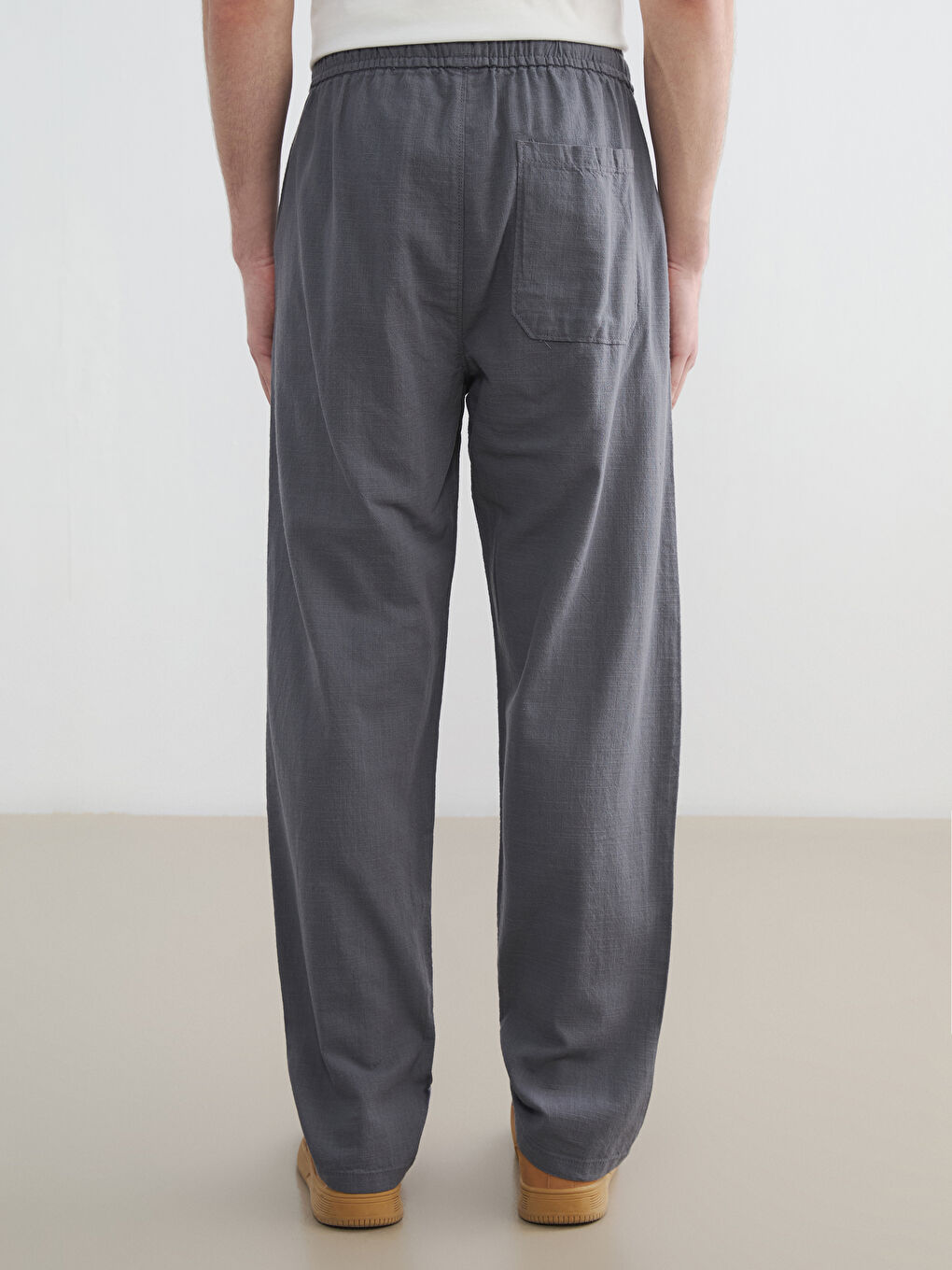 Relaxed Fit Linen-Look Men's Trousers-3