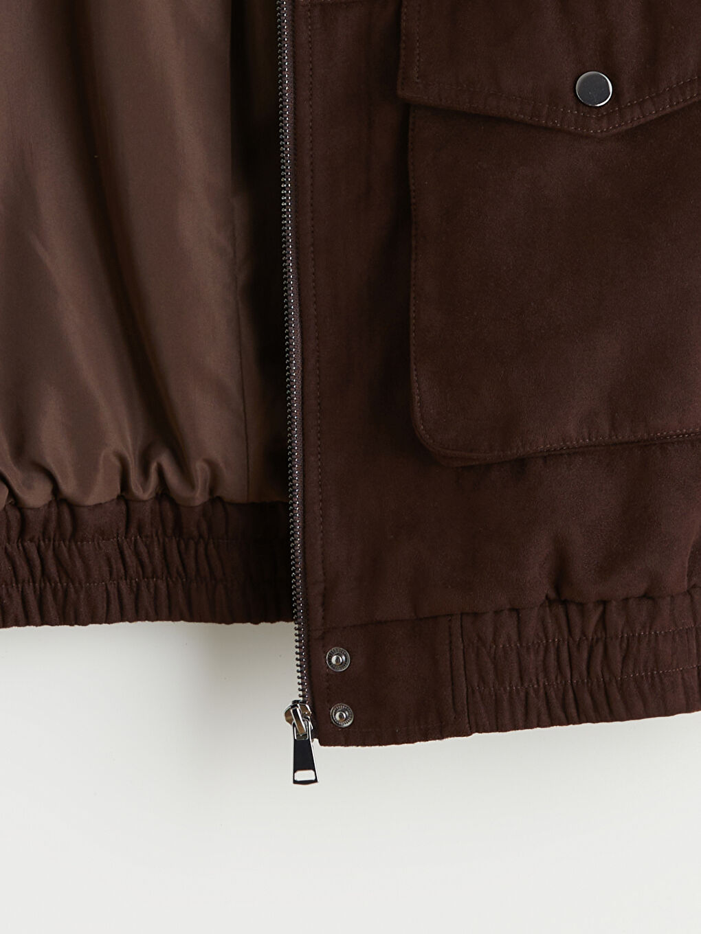 Kahverengi Gömlek Yaka Kadın Süet Görünümlü Mont-7