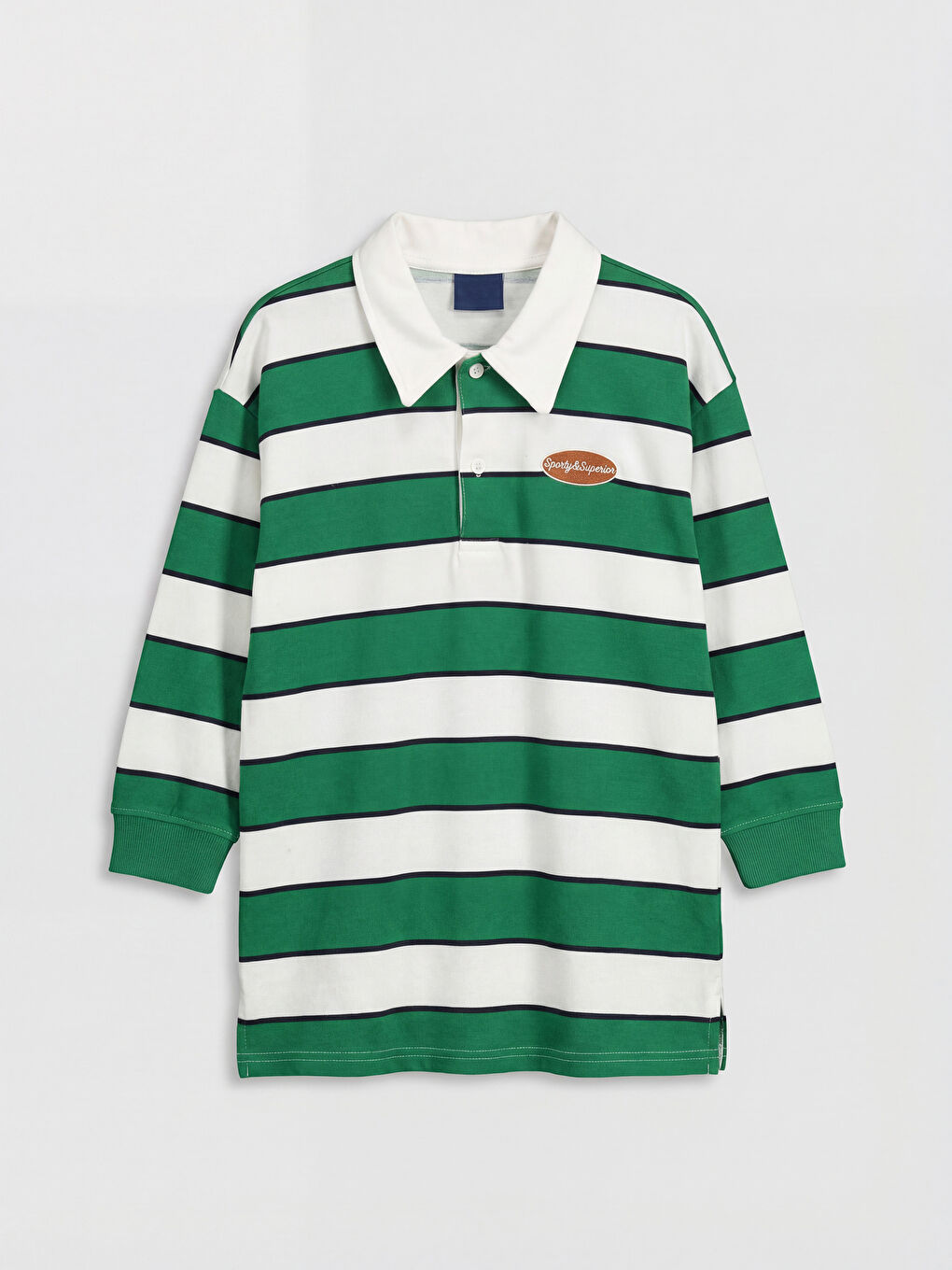 Polo Collar Long Sleeve Striped Boys' T-Shirt