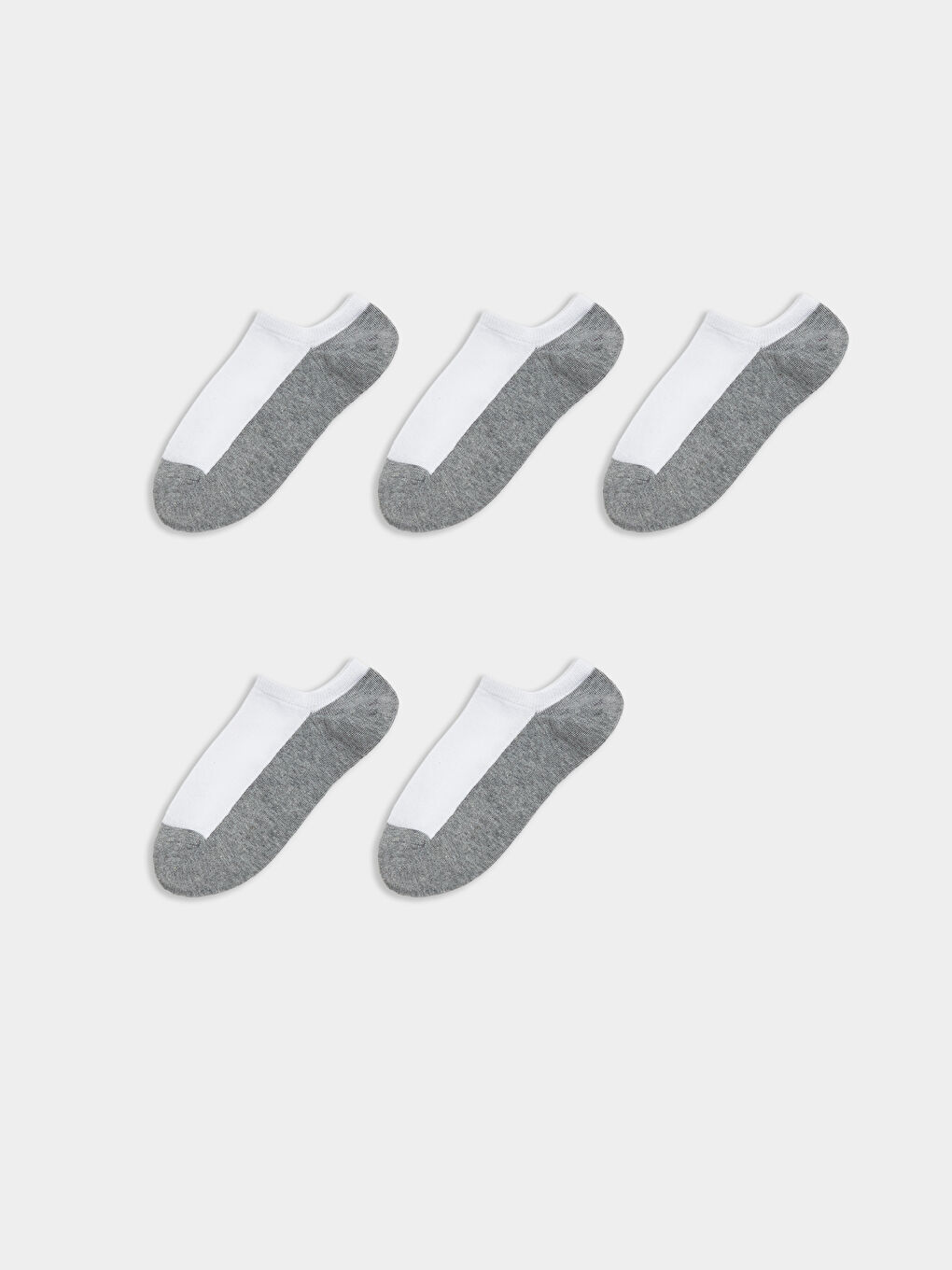 Beyaz Renk Bloklu Erkek Sneaker Çorap 5'li