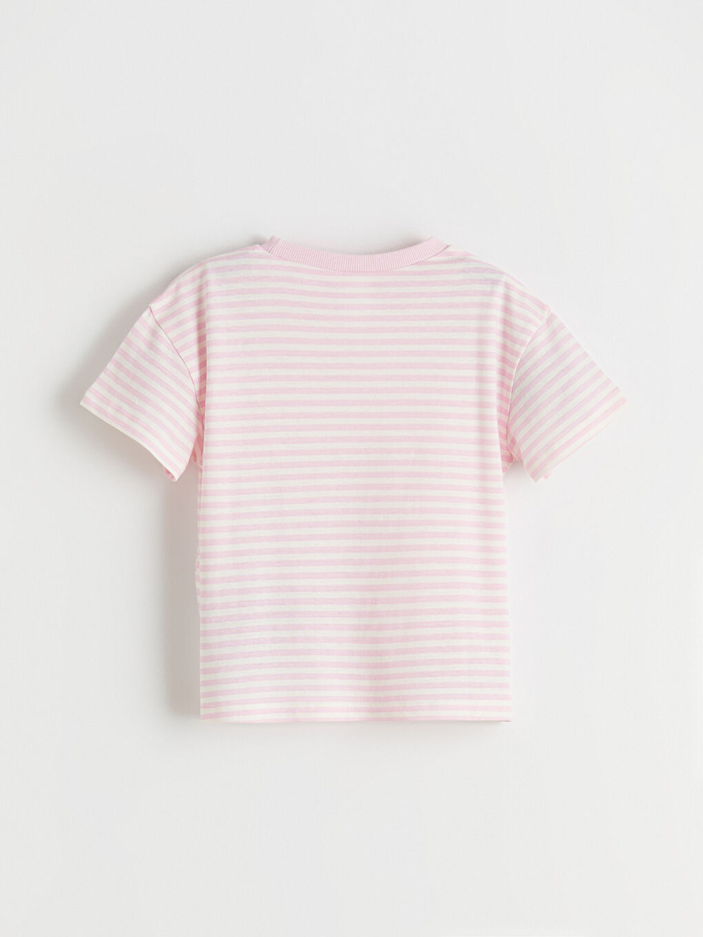 Pembe Bisiklet Yaka Kız Çocuk Tişört-1