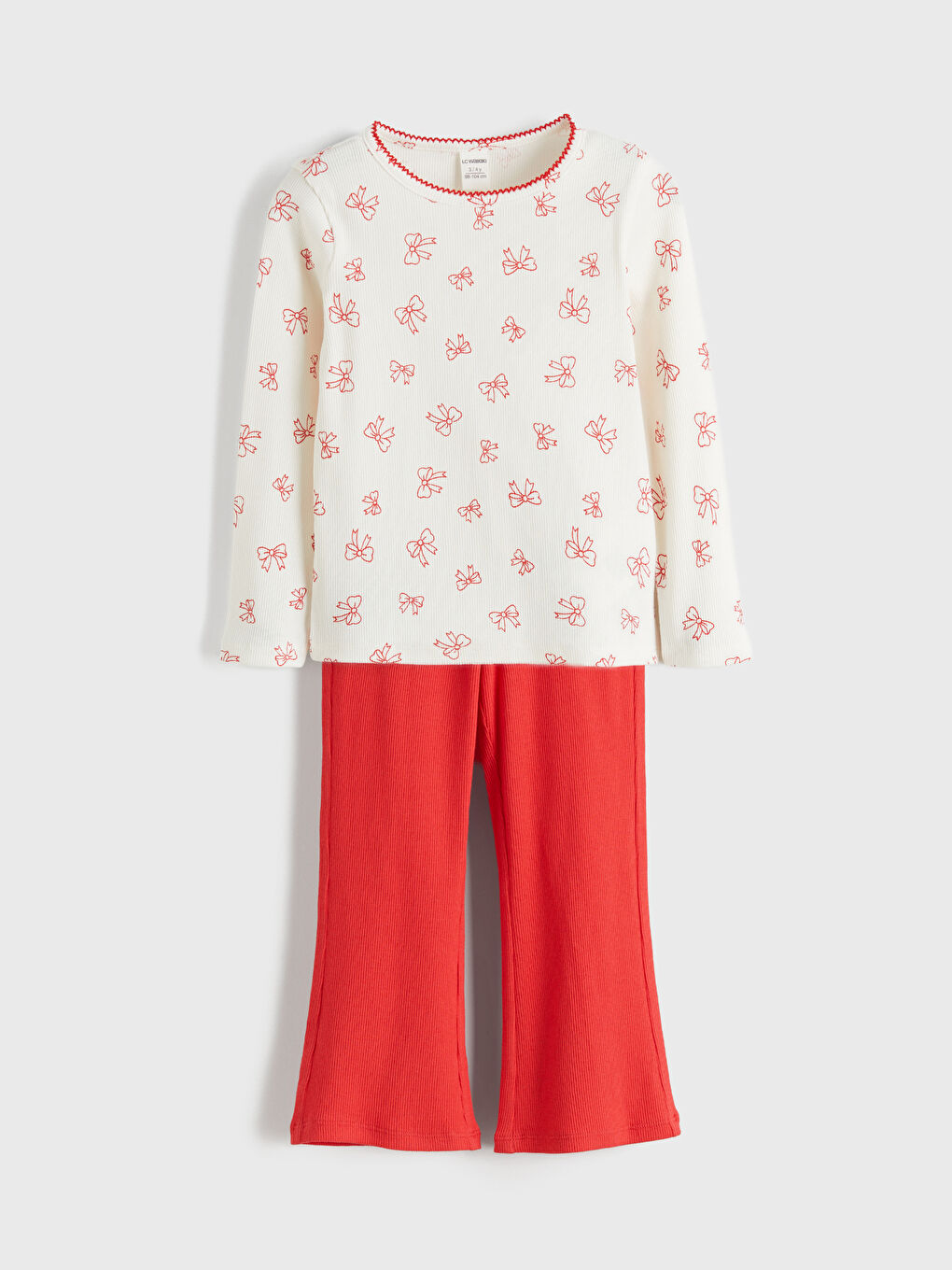 Ribbon-Print Tee and Leggings Set for Girls