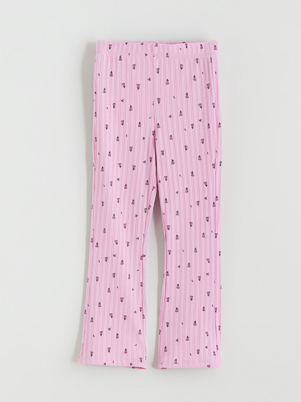 Цветочный комплект с круглым вырезом: футболка и леггинсы для девочек-3