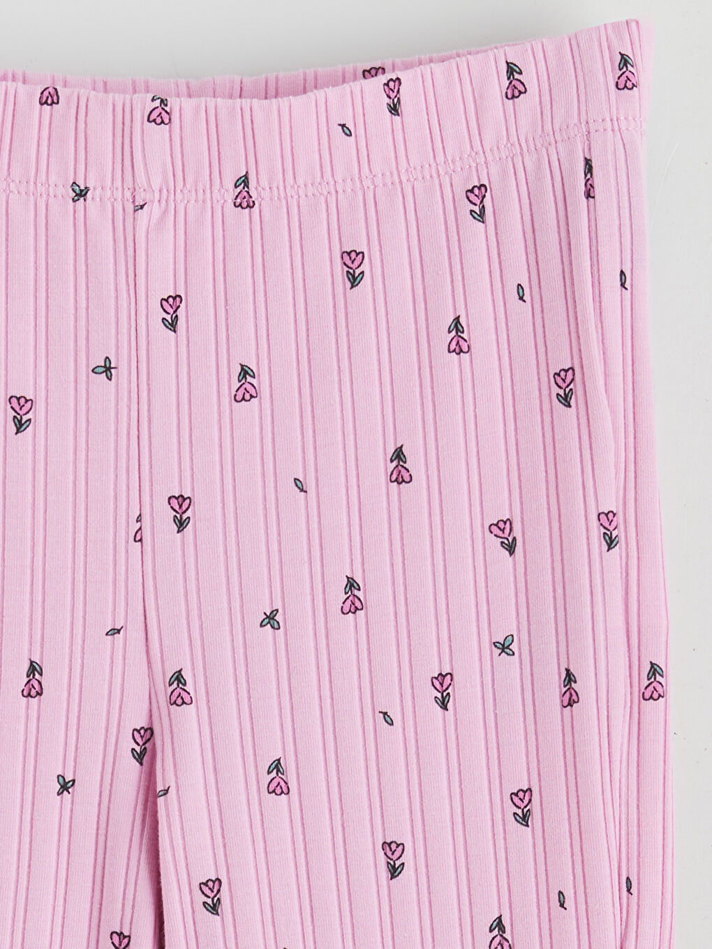 Цветочный комплект с круглым вырезом: футболка и леггинсы для девочек-4