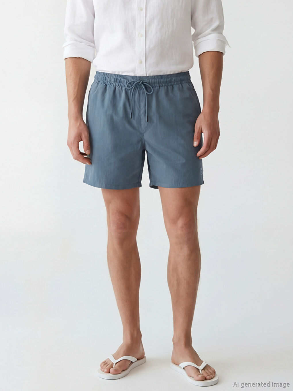 Gri Kısa Boy Erkek Yüzme Şort-1