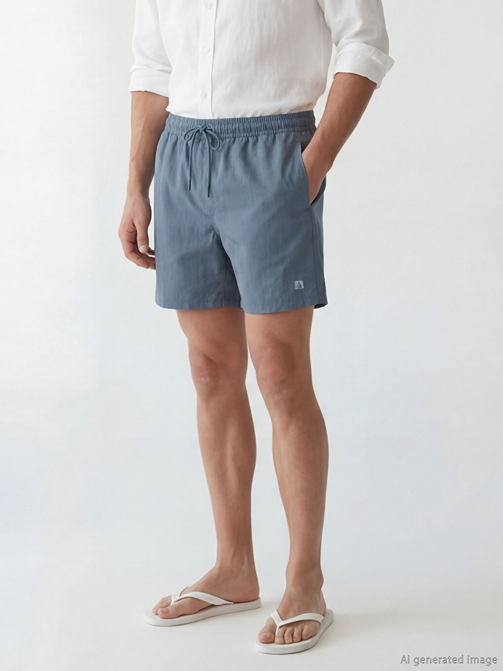 Gri Kısa Boy Erkek Yüzme Şort-2