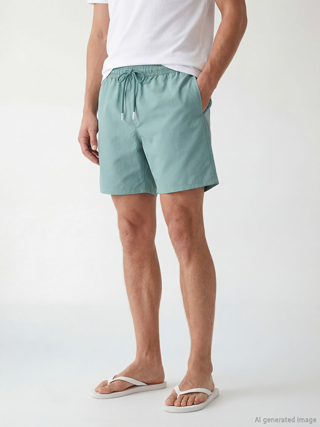 Yeşil Kısa Boy Erkek Yüzme Şort-2