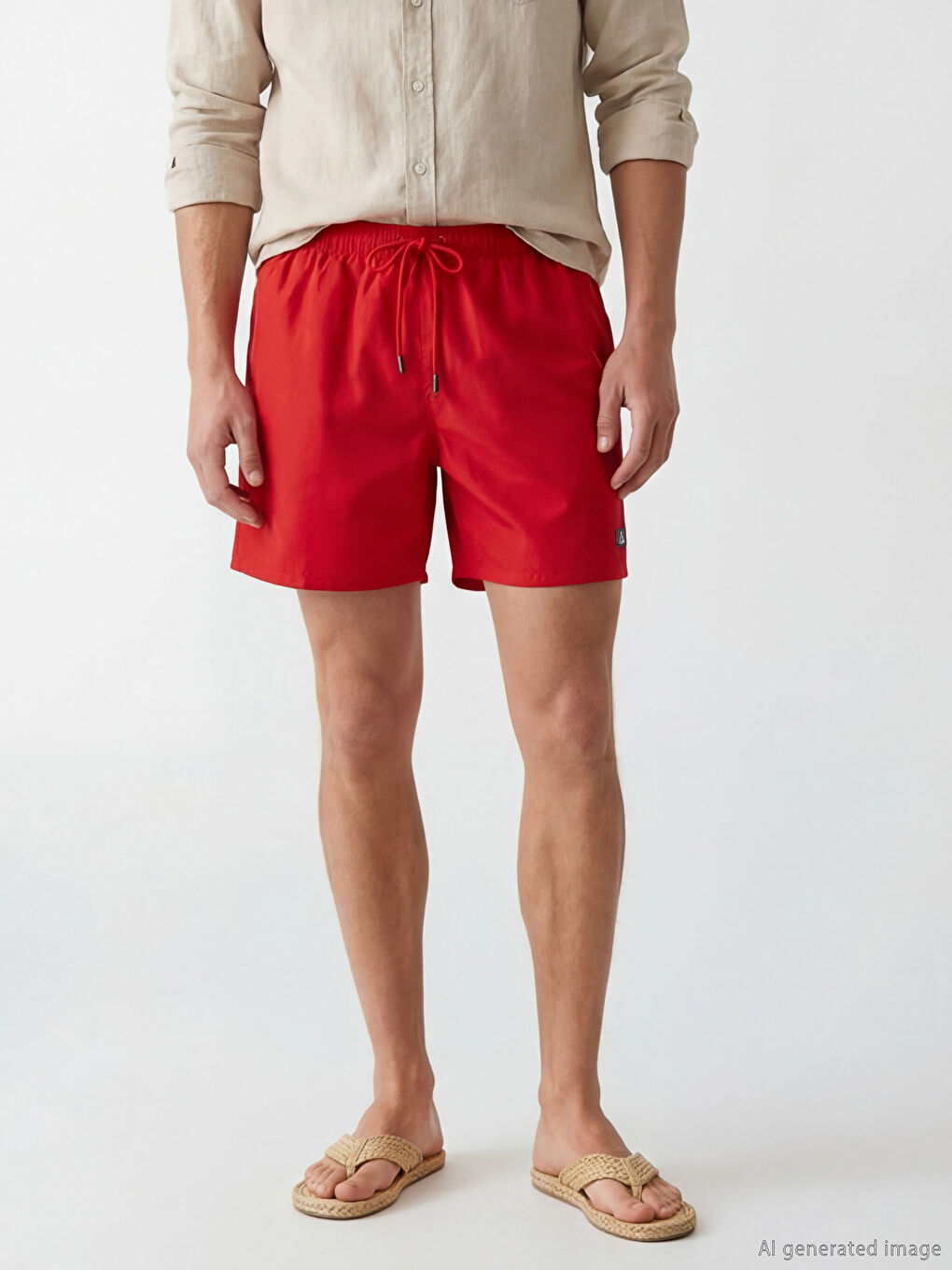 Kırmızı Kısa Boy Erkek Yüzme Şort-1