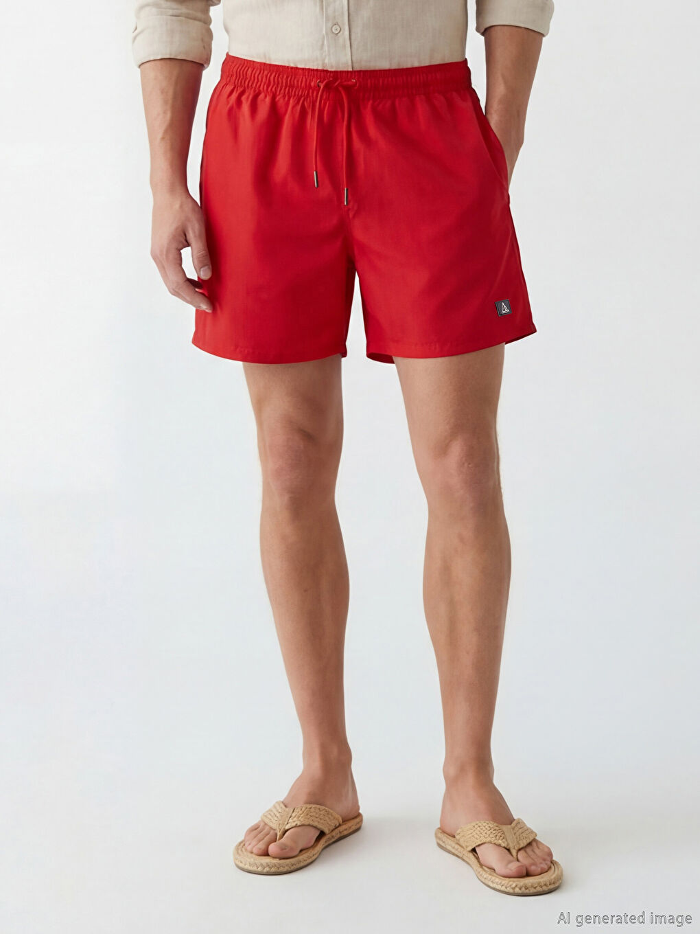 Kırmızı Kısa Boy Erkek Yüzme Şort-2