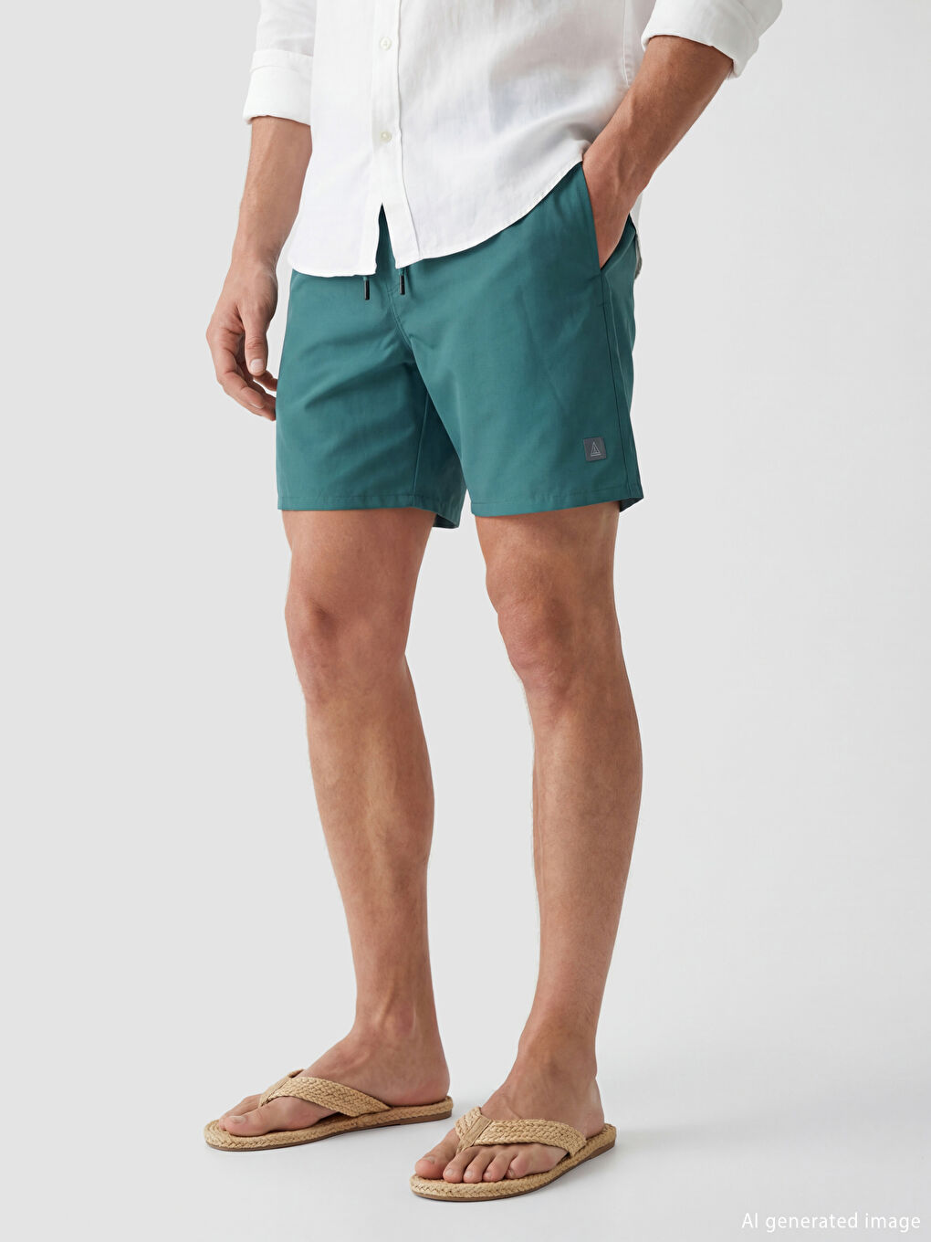 Yeşil Kısa Boy Erkek Yüzme Şort-2