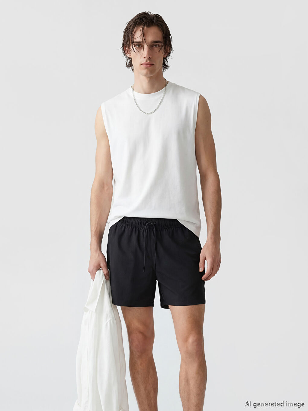 Siyah Kısa Boy Erkek Deniz Şortu-1