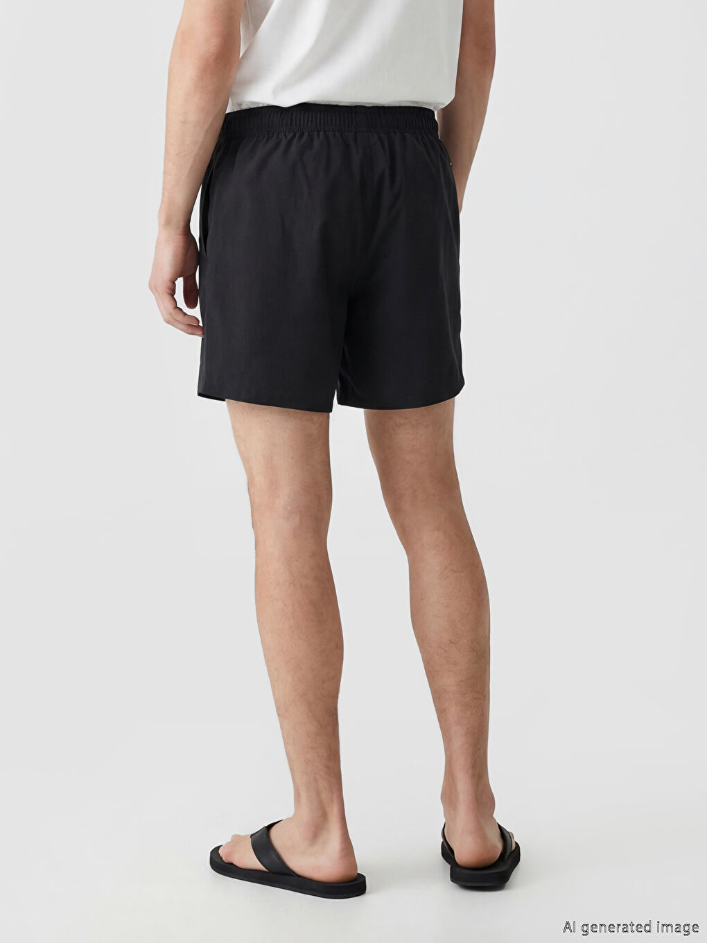 Siyah Kısa Boy Erkek Deniz Şortu-2