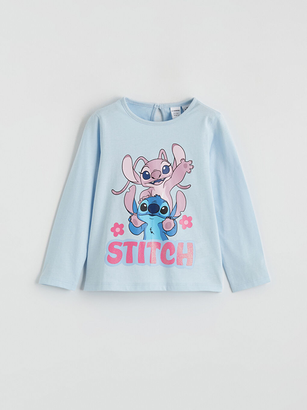 Bisiklet Yaka Stitch Baskılı Kız Çocuk Tişört