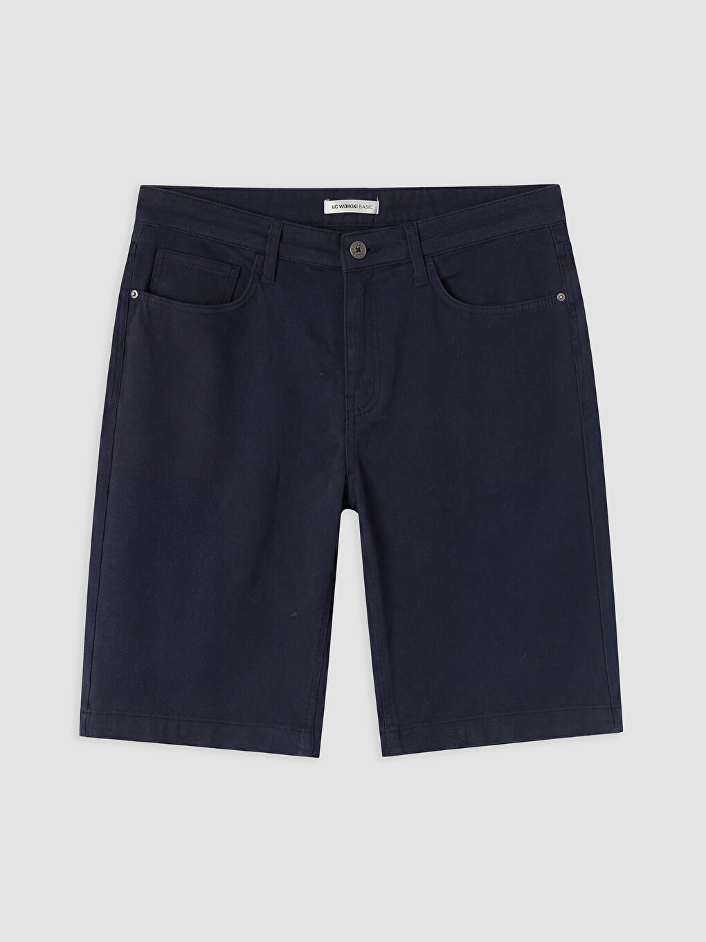 Lacivert Slim Fit Gabardin Erkek Şort
