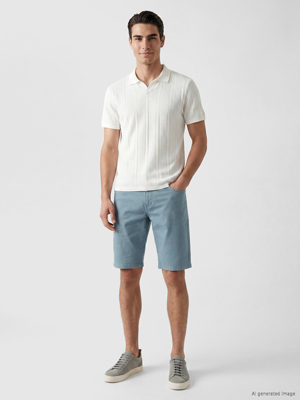Slim Fit Gabardine Men's Shorts-1