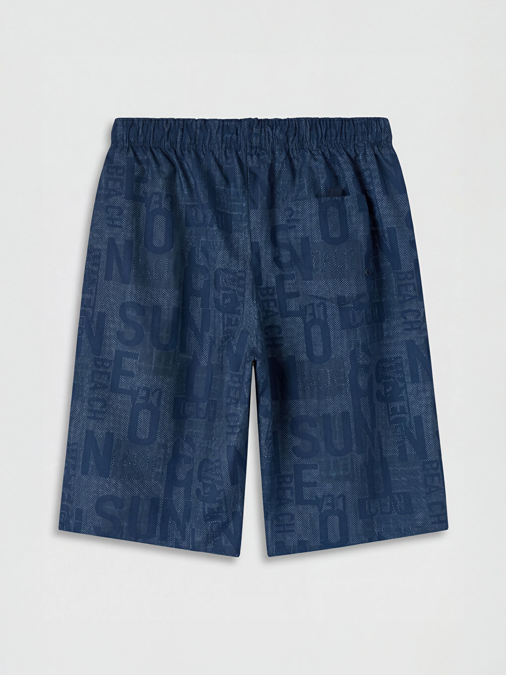 Lacivert Diz Hizası Boy Desenli Erkek Deniz Şortu-1