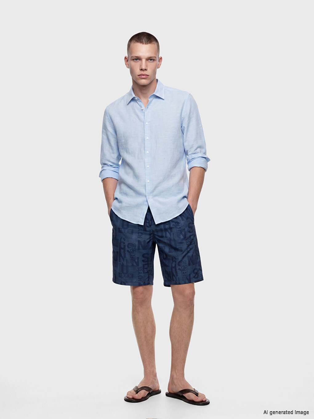 Knee Length Patterned Men's Swimming Shorts
