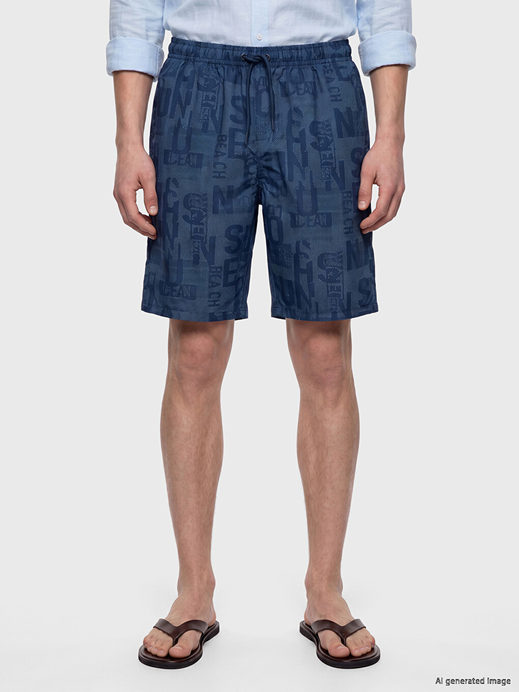 Knee Length Patterned Men's Swimming Shorts-1