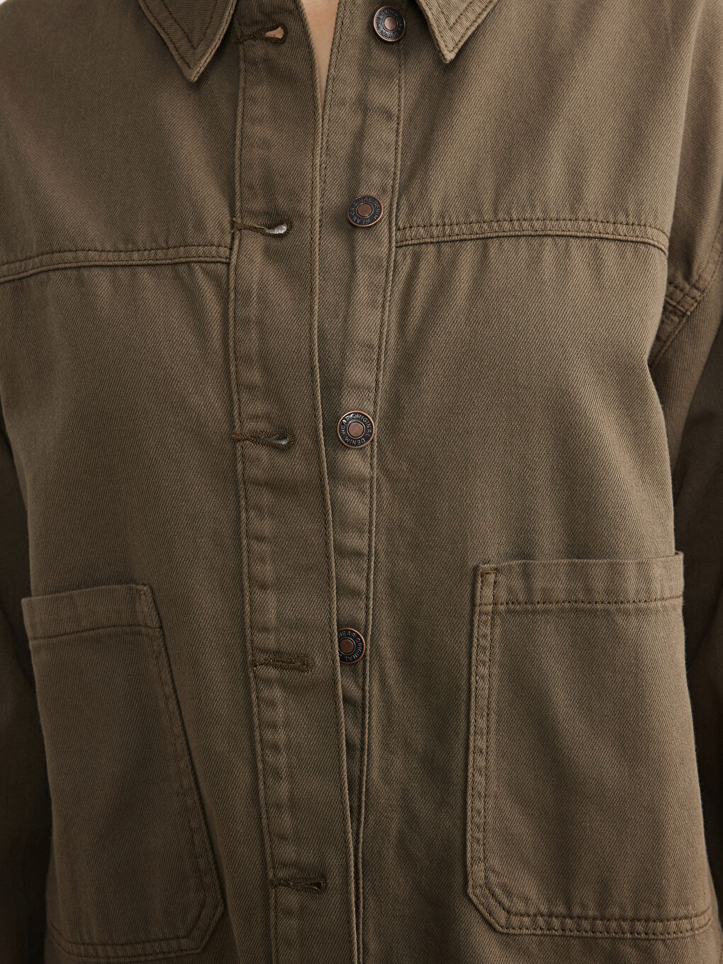 Collared Neck Oversize Women's Denim Jacket-2