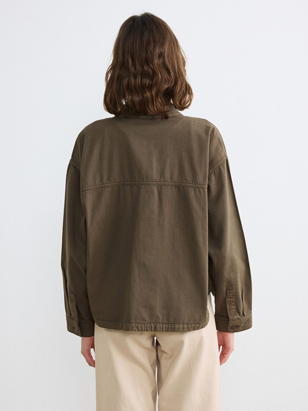 Collared Neck Oversize Women's Denim Jacket-3