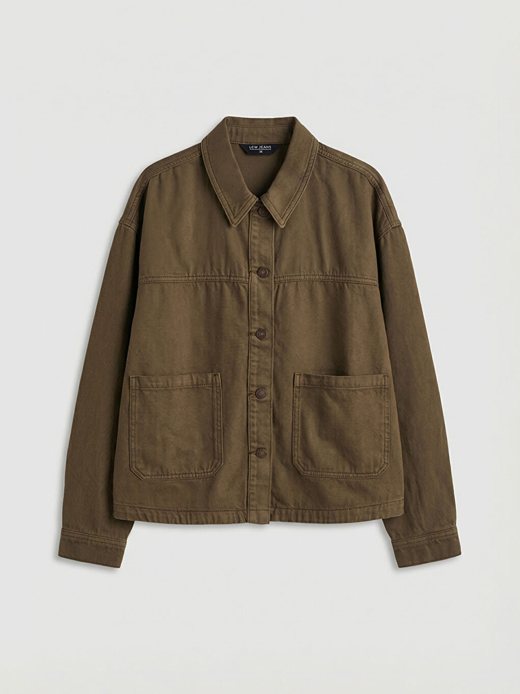 Collared Neck Oversize Women's Denim Jacket-4