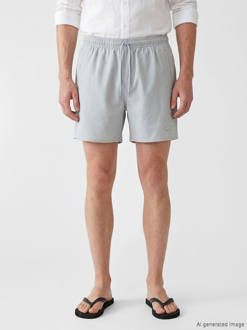 Gri Kısa Boy Erkek Deniz Şortu-1