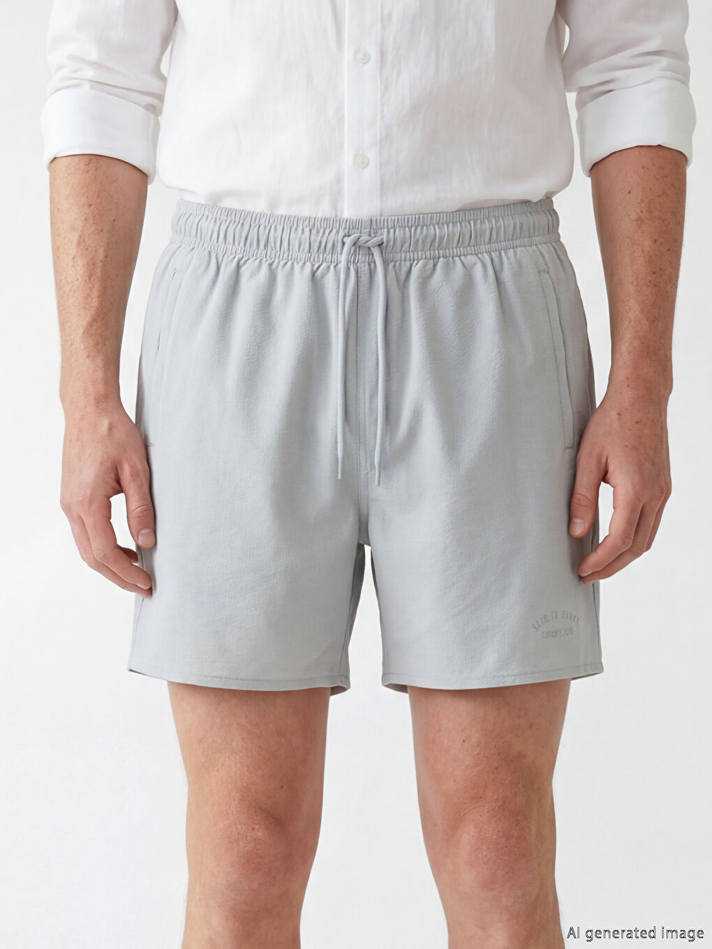 Gri Kısa Boy Erkek Deniz Şortu-2