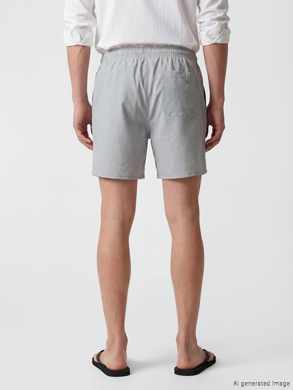 Gri Kısa Boy Erkek Deniz Şortu-3