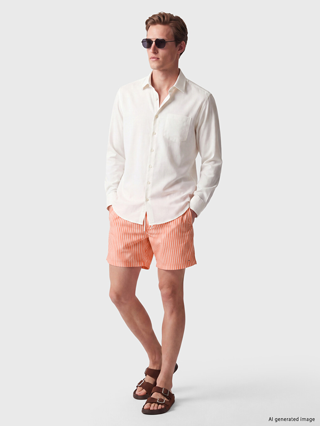 Short Striped Men's Swim Shorts-1