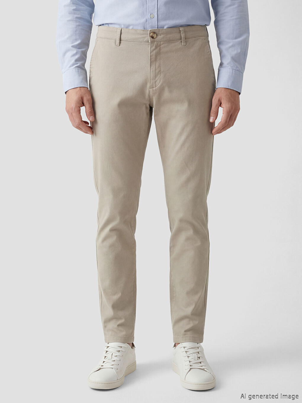 Bej Ekstra Dar Kalıp Erkek Chino Pantolon-1