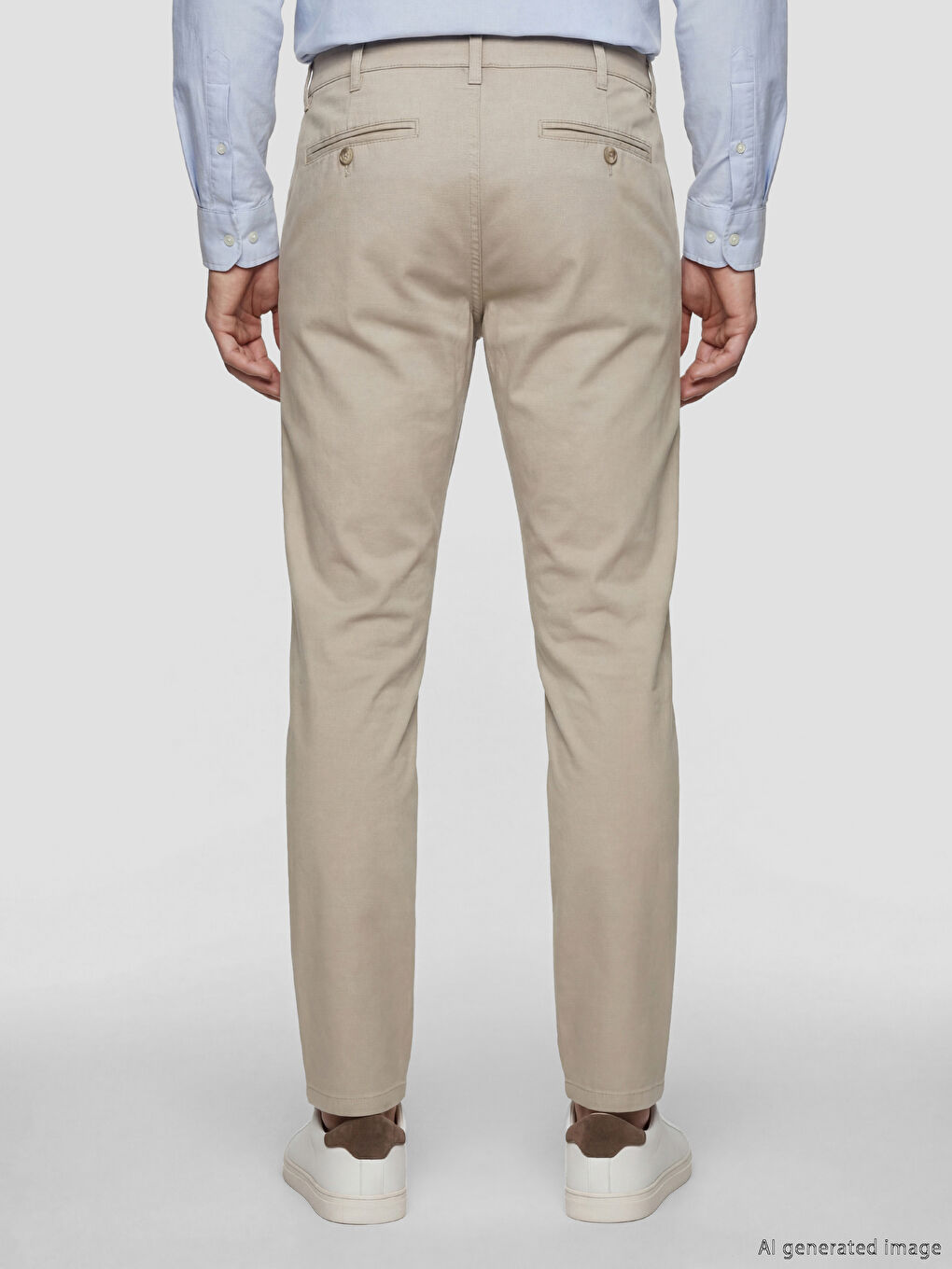 Bej Ekstra Dar Kalıp Erkek Chino Pantolon-2
