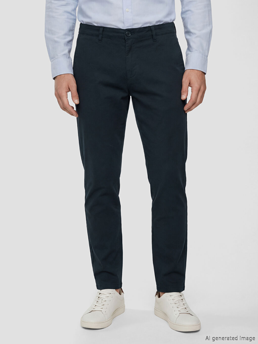 Lacivert Ekstra Dar Kalıp Erkek Chino Pantolon-1