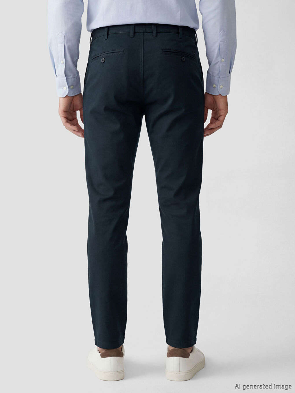 Lacivert Ekstra Dar Kalıp Erkek Chino Pantolon-2
